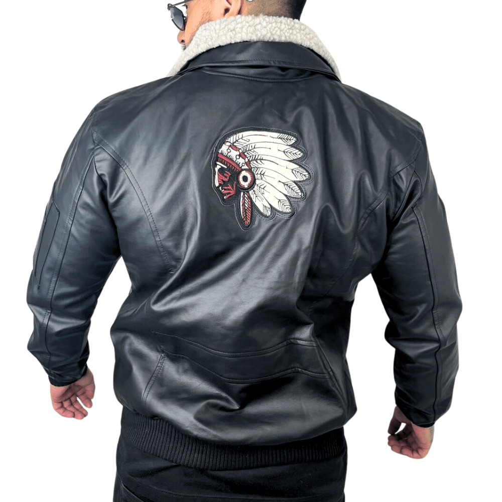 CHAQUETA BELMONT INDIAN - Cuero Dacota + Lana de Carnero - Shopping Madrid Imports